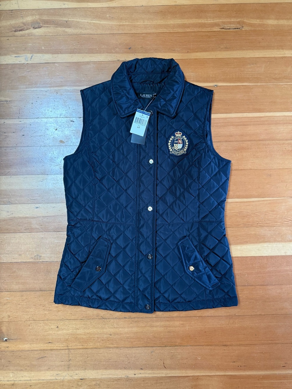 Lauren Ralph Lauren Diamond Quilted Vest Navy Women's Size Small
